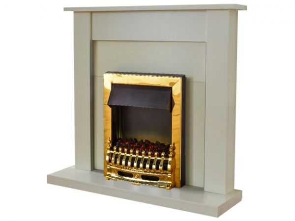 Adam Sutton Fireplace Suite in Cream with Blenheim Electric Fire in Brass, 43 Inch
