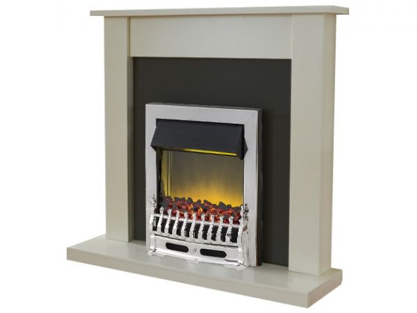 Adam Sutton Fireplace Suite in Cream with Blenheim Electric Fire in Chrome, 43 Inch