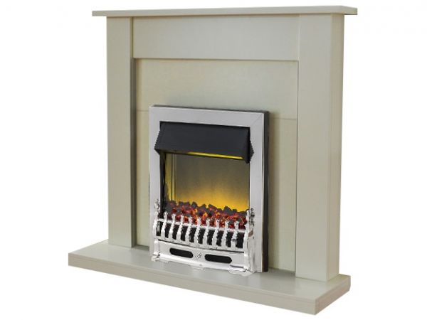 Adam Sutton Fireplace Suite in Cream with Blenheim Electric Fire in Chrome, 43 Inch