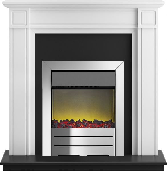Adam Georgian Fireplace Suite in Pure White with Colorado Electric Fire in Chrome, 39 Inch
