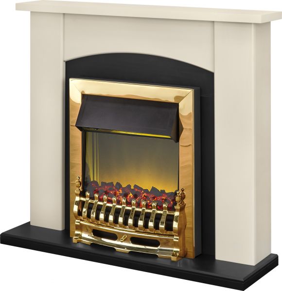 Adam Holden Fireplace Suite in Cream with Blenheim Electric Fire in Brass, 39 Inch