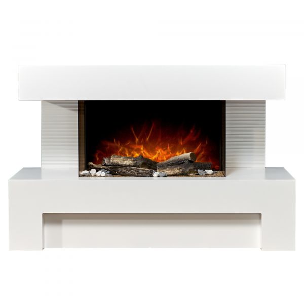 Adam Alcor Electric Fireplace Suite with Remote Control in Pure White, 43 Inch