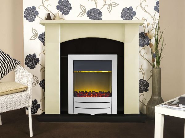 Adam Holden Fireplace Suite in Cream with Colorado Electric Fire in Chrome, 39 Inch