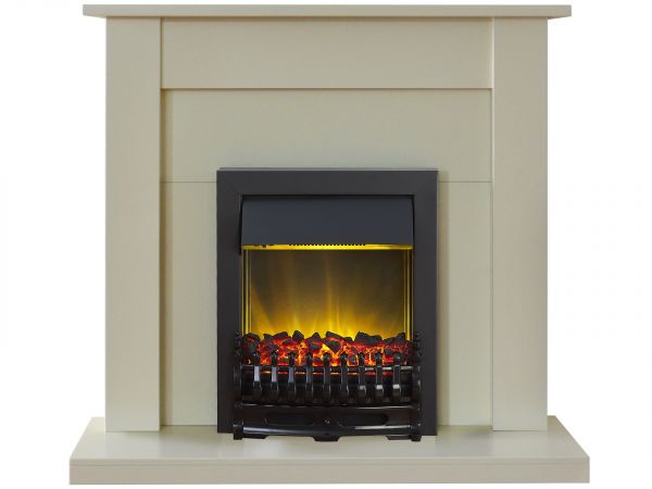 Adam Sutton Fireplace Suite in Cream with Blenheim Electric Fire in Black, 43 Inch
