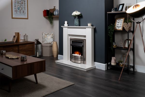 Adam Mini Trinity in Perola with Astralis 6-in-1 Electric Fire in Chrome, 42 Inch