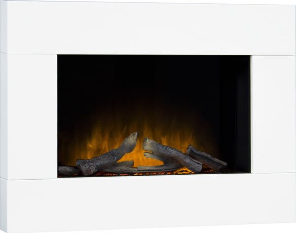 Adam Carina Electric Wall Mounted Fire with Remote Control in Pure White, 32 Inch