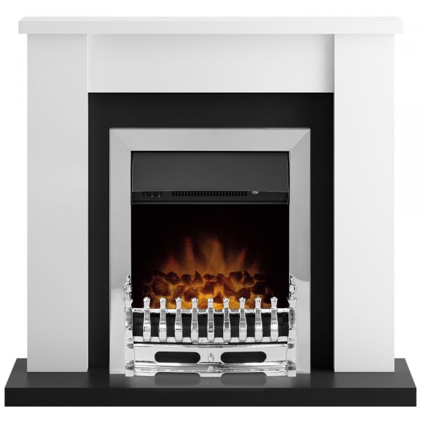 Adam Solus Fireplace Suite in Black and White with Blenheim Electric Fire in Chrome, 39 Inch