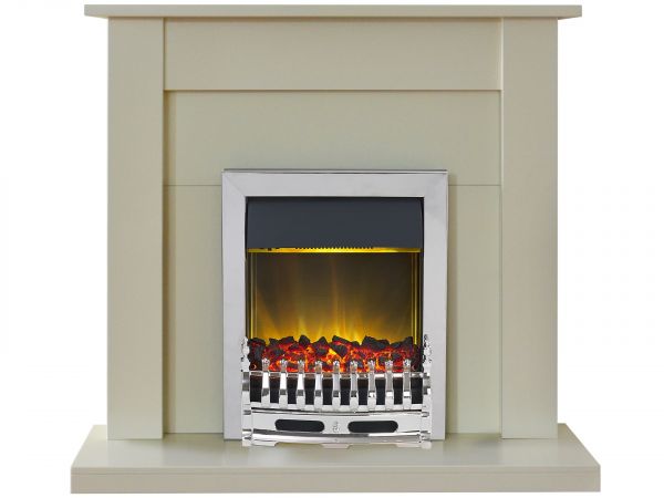 Adam Sutton Fireplace Suite in Cream with Blenheim Electric Fire in Chrome, 43 Inch