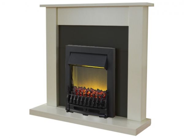 Adam Sutton Fireplace Suite in Cream with Blenheim Electric Fire in Black, 43 Inch