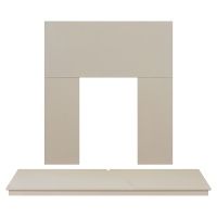 Adam Wooden Back Panel and Hearth Set in Cream, 48 Inch