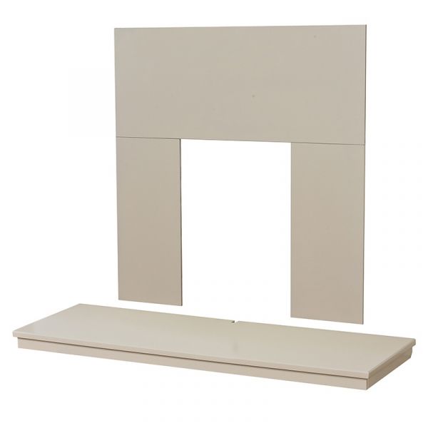 Adam Wooden Back Panel and Hearth Set in Cream, 48 Inch
