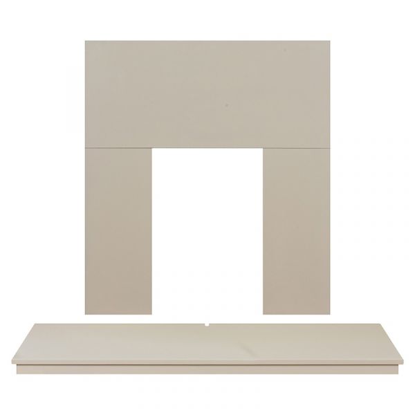 Adam Wooden Back Panel and Hearth Set in Cream, 48 Inch