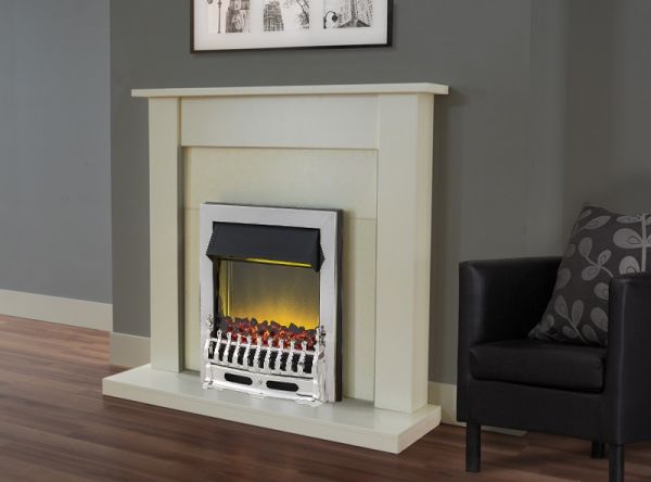 Adam Sutton Fireplace Suite in Cream with Blenheim Electric Fire in Chrome, 43 Inch
