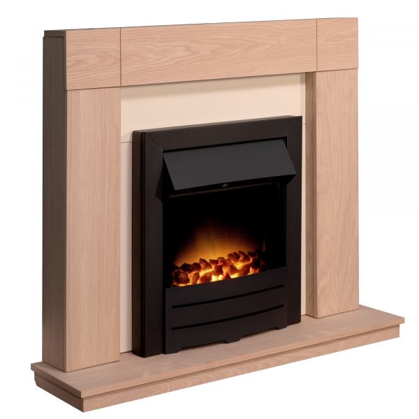 Adam Malmo in Oak & Black/Cream with Colorado Electric Fire in Black, 39 Inch