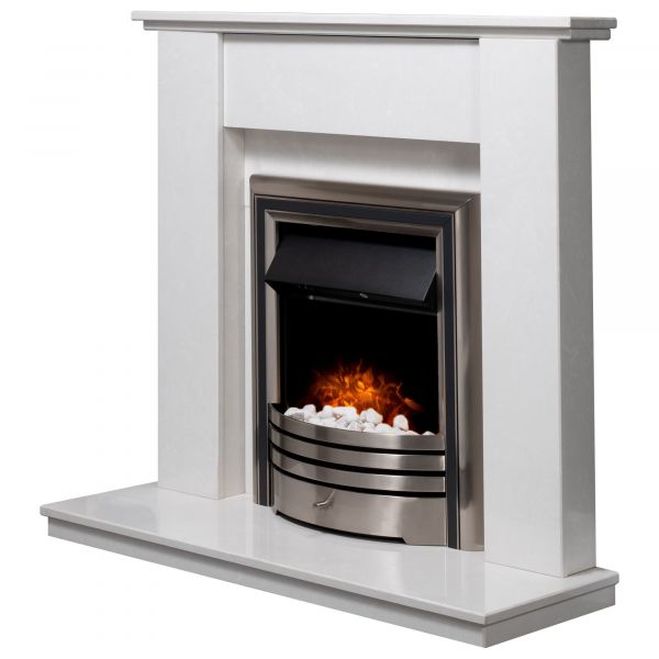 Adam Mini Trinity in Perola with Astralis 6-in-1 Electric Fire in Chrome, 42 Inch