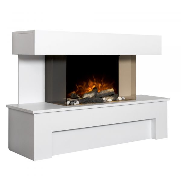 Adam Havana Fireplace Suite with Remote Control in Pure White, 43 Inch