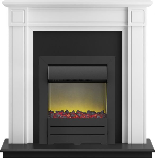 Adam Georgian Fireplace Suite in Pure White with Colorado Electric Fire in Black, 39 Inch