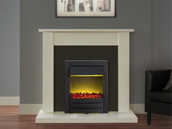 Adam Sutton Fireplace Suite in Cream with Colorado Electric Fire in Black, 43 Inch