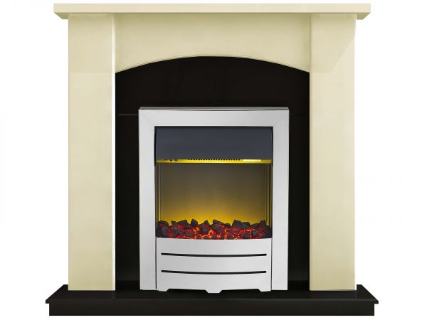 Adam Holden Fireplace Suite in Cream with Colorado Electric Fire in Chrome, 39 Inch