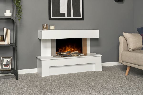 Adam Havana Fireplace Suite with Remote Control in Pure White, 43 Inch