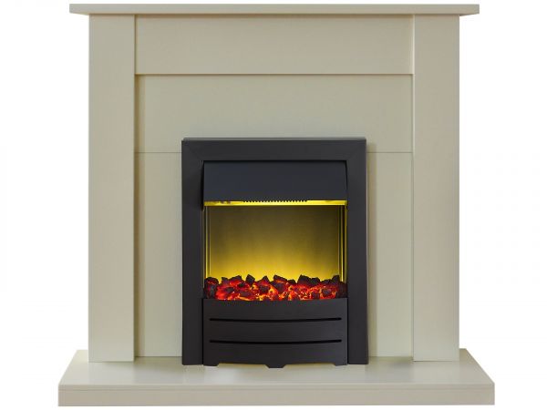 Adam Sutton Fireplace Suite in Cream with Colorado Electric Fire in Black, 43 Inch
