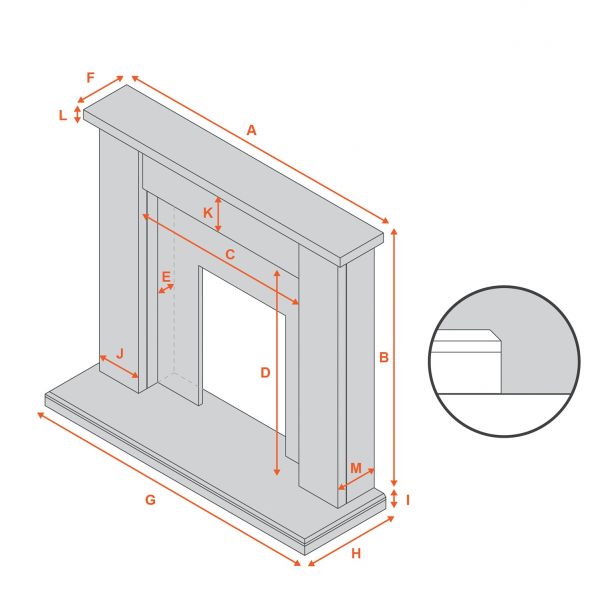 Adam Kensington Fireplace Suite in Stone Effect, 40 Inch