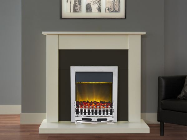 Adam Sutton Fireplace Suite in Cream with Blenheim Electric Fire in Chrome, 43 Inch