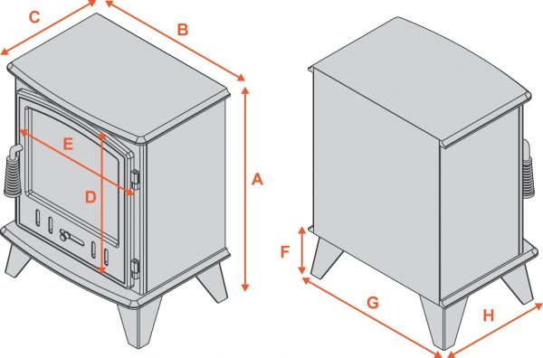 Adam Woodhouse Electric Stove in Pure White with Angled Stove Pipe in Pure White
