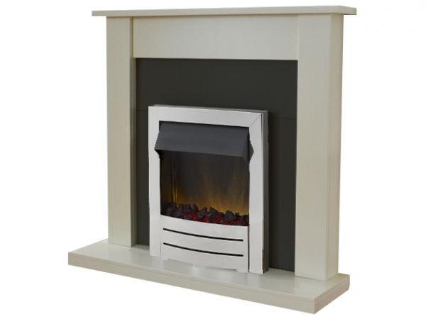 Adam Sutton Fireplace Suite in Cream with Colorado Electric Fire in Chrome, 43 Inch