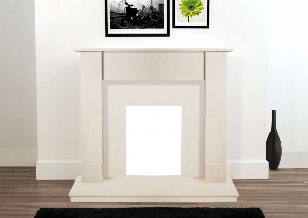 The Maine Marble Fireplace in Beige Stone, 48 Inch