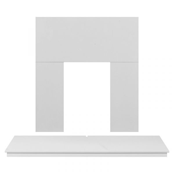 Adam Wooden Back Panel and Hearth Set in Pure White, 48 Inch