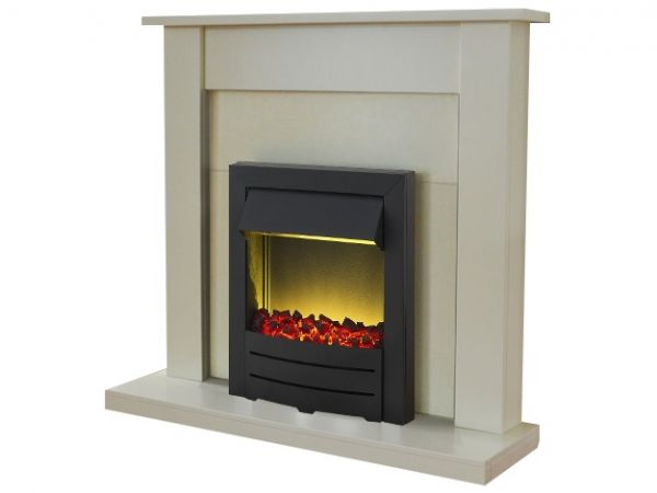 Adam Sutton Fireplace Suite in Cream with Colorado Electric Fire in Black, 43 Inch
