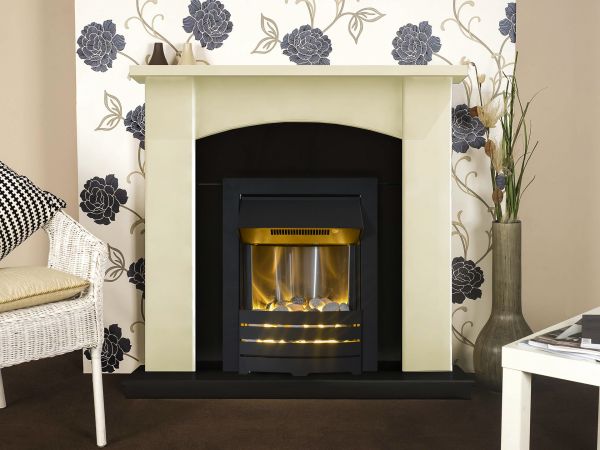 Adam Holden Fireplace Suite in Cream with Helios Electric Fire in Black, 39 Inch