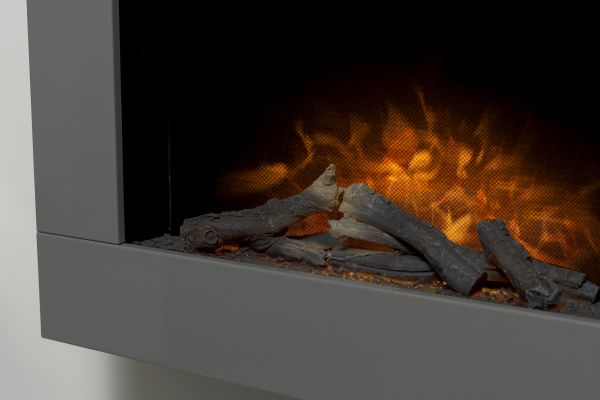 Adam Carina Electric Wall Mounted Fire with Remote Control in Satin Grey, 32 Inch