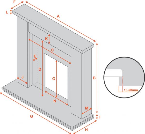 Adam Miami Fireplace in Pure White and Black Granite, 48 Inch