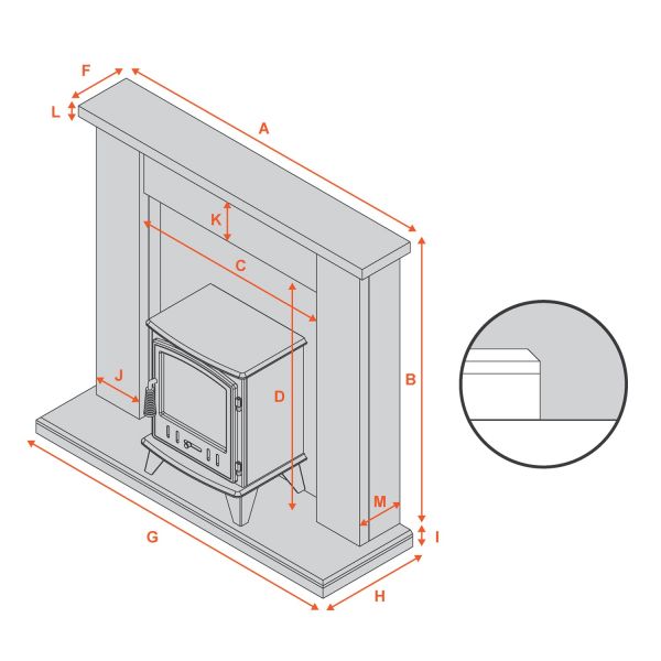 Adam Oxford Stove Suite in Pure White with Woodhouse White Electric Stove, 48 Inch
