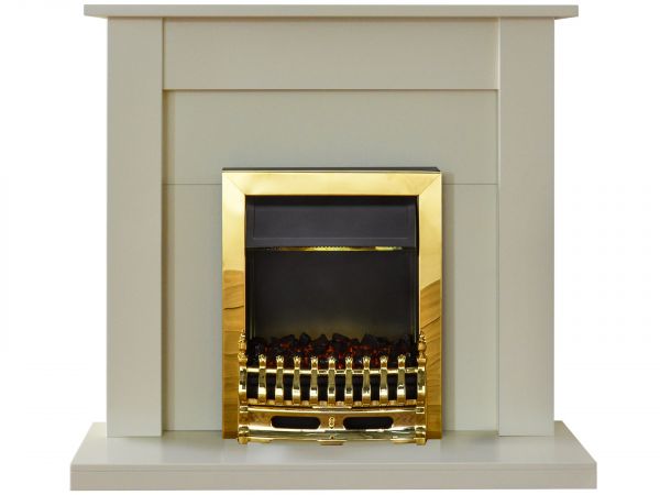Adam Sutton Fireplace Suite in Cream with Blenheim Electric Fire in Brass, 43 Inch