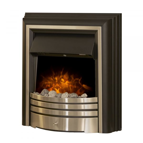 Adam York Freestanding Electric Fire in Brushed Steel