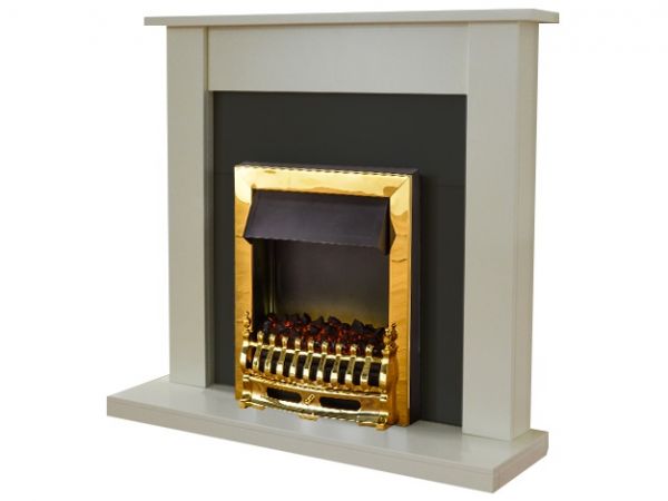 Adam Sutton Fireplace Suite in Cream with Blenheim Electric Fire in Brass, 43 Inch