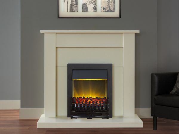 Adam Sutton Fireplace Suite in Cream with Blenheim Electric Fire in Black, 43 Inch
