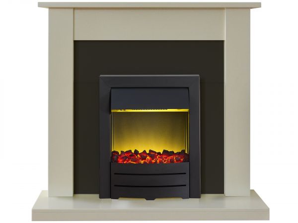 Adam Sutton Fireplace Suite in Cream with Colorado Electric Fire in Black, 43 Inch