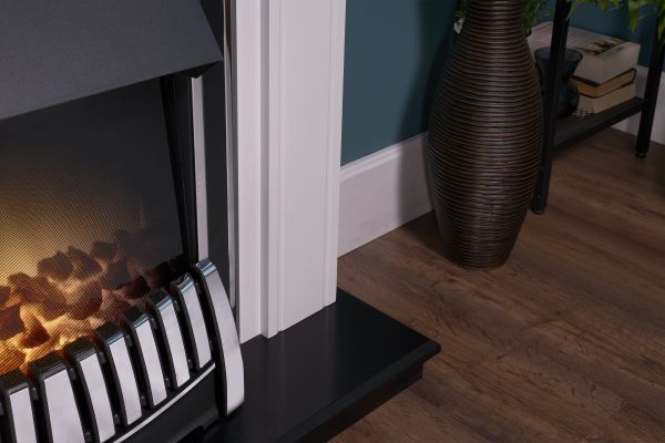 Adam Georgian Fireplace Suite in Pure White with Elan Electric Fire in Chrome, 39 Inch