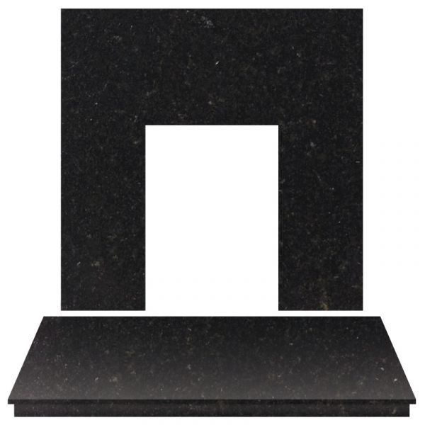 Adam Granite Stone Back Panel and Hearth Set in Black, 54 Inch