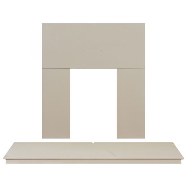 Adam Wooden Back Panel and Hearth Set in Cream, 54 Inch