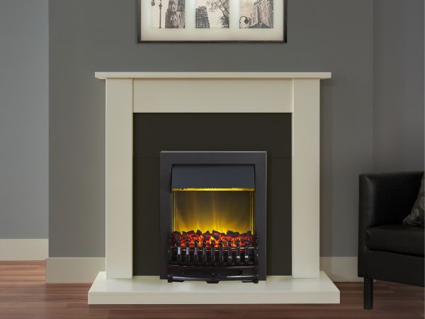 Adam Sutton Fireplace Suite in Cream with Blenheim Electric Fire in Black, 43 Inch