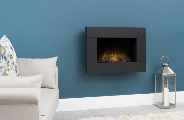 Adam Carina Electric Wall Mounted Fire with Remote Control in Black, 32 Inch