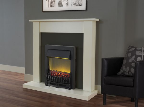 Adam Sutton Fireplace Suite in Cream with Blenheim Electric Fire in Black, 43 Inch