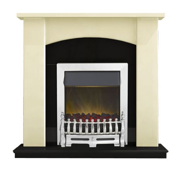 Adam Holden Fireplace Suite in Cream with Blenheim Electric Fire in Chrome, 39 Inch
