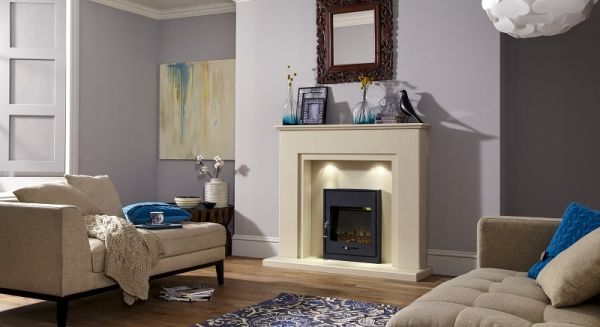 Adam Melbourne Marble Fireplace in Beige Stone