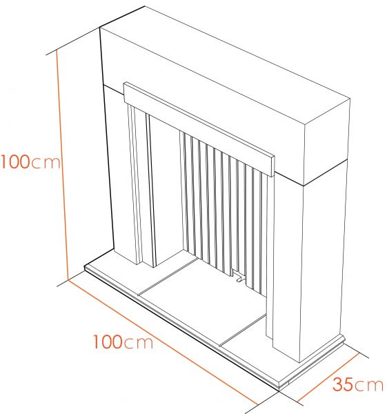 Adam Salzburg Stove Fireplace in Pure White with Oak Beam, 39 Inch